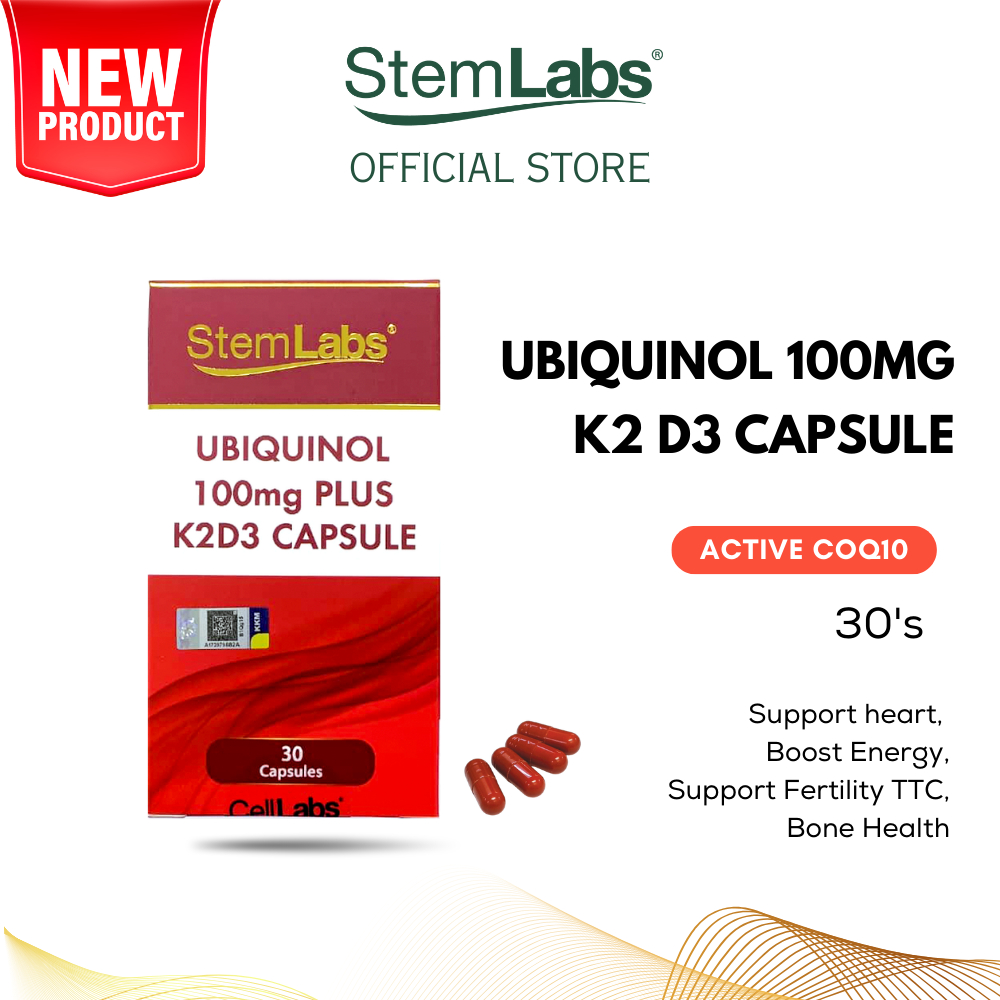 StemLabs Ubiquinol Coq10 100mg Plus K2D3 30's Heart Energy Fertility TTC