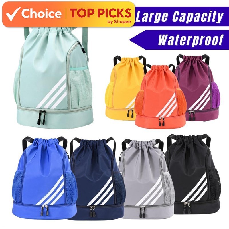 【Lowest Price】Basketball Drawstring Sport Bag, Football Gym Gymsack Shoulders Beg Waterproof Sukan Adjustable Backpack