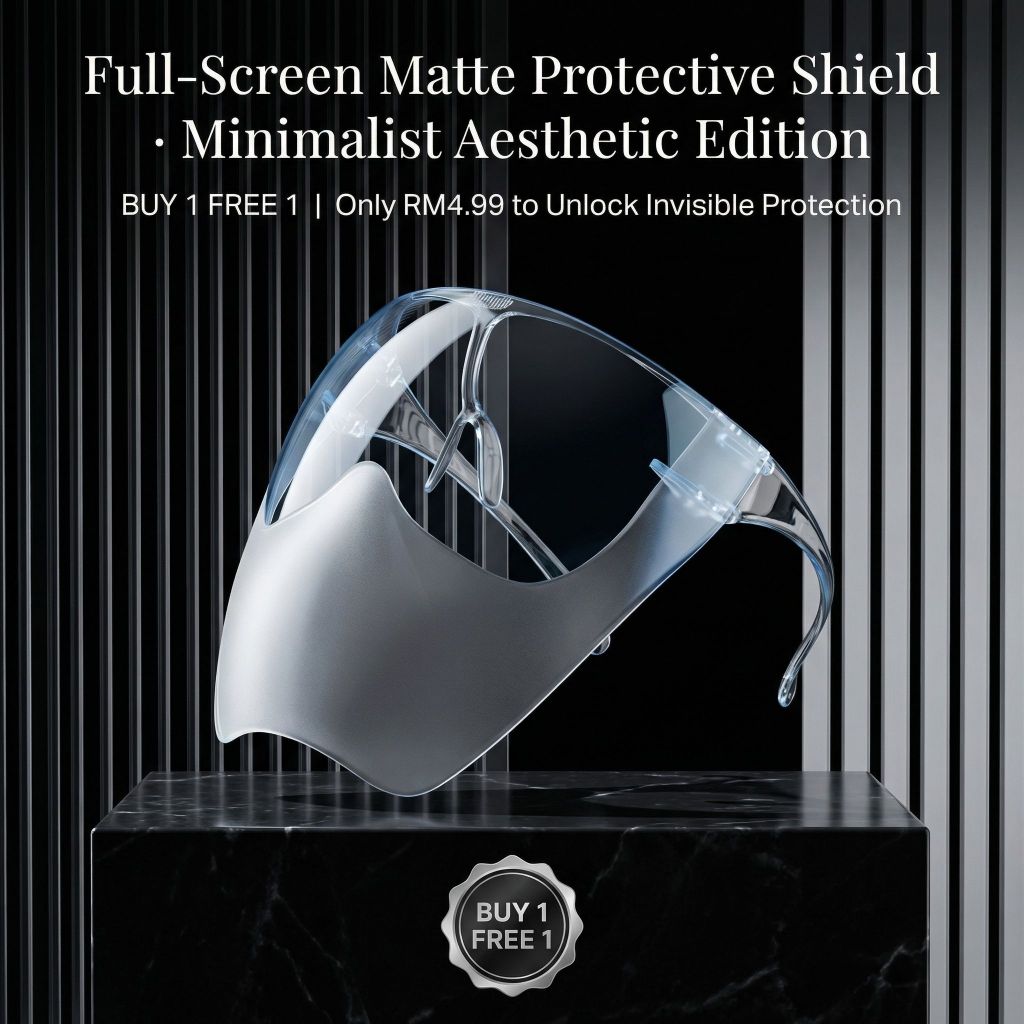 [BUY 1 FREE 1] Transparent Face Shield Adult Matte Anti-Splash Ergonomic Glasses Style Windproof PC