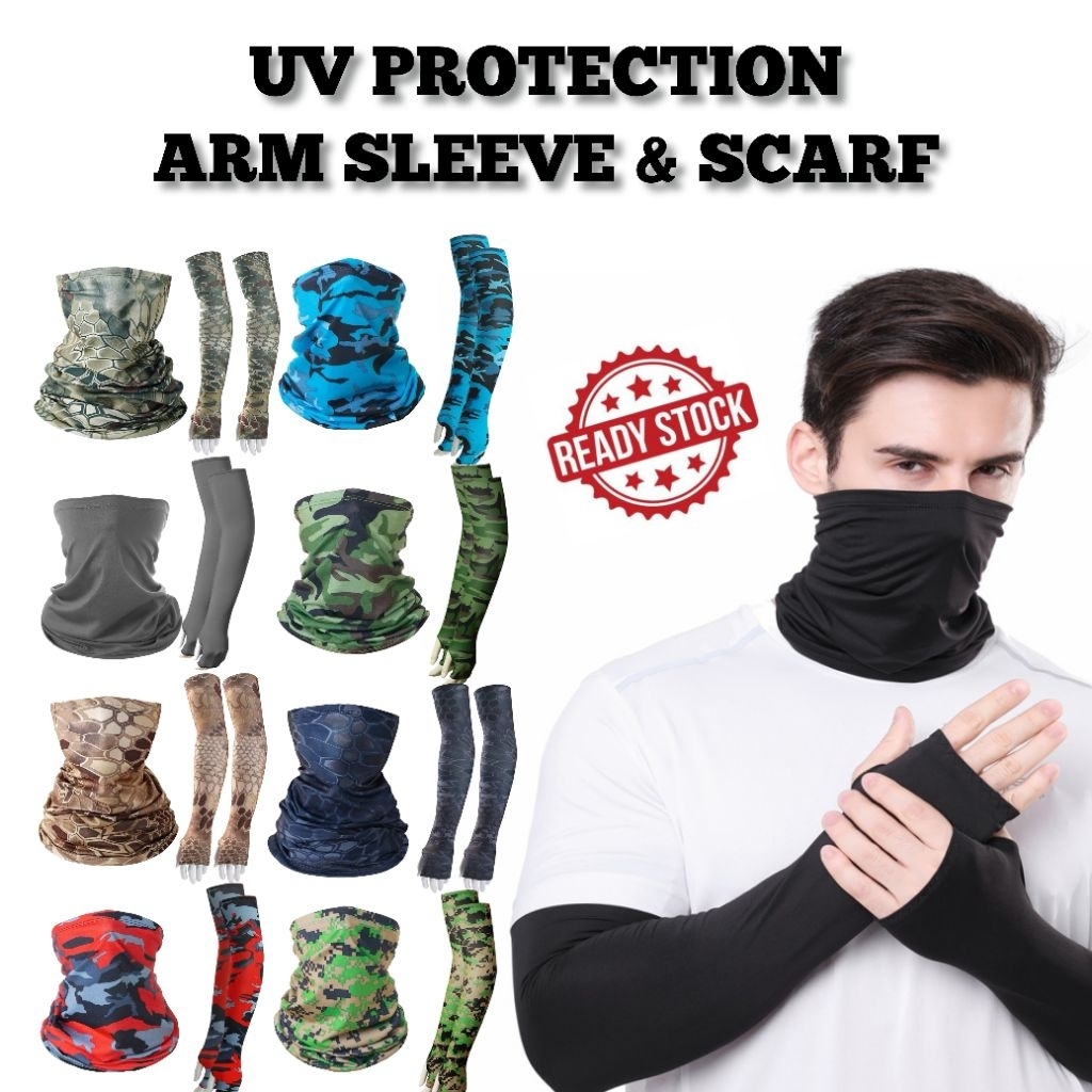 Anti Dust UV Protection Rider Arm Sleeves Mask Bandana Scarf Hansock Ice Cool Sarung Lengan Tangan
