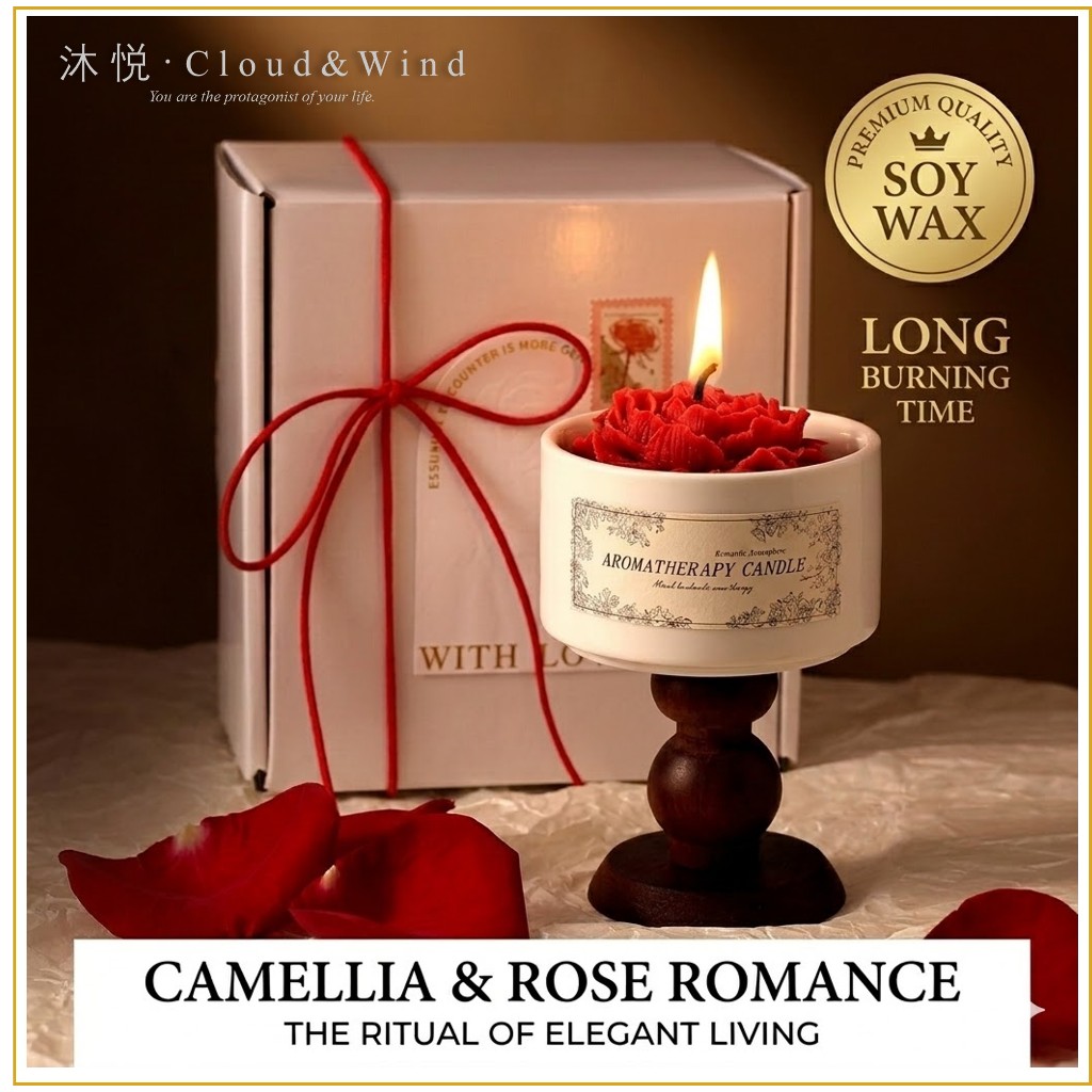 Handcrafted Aromatherapy Candle Lavender Rose Romantic Scent - Long Burning Soy Wax Premium Aesthetic Home Decor Gift