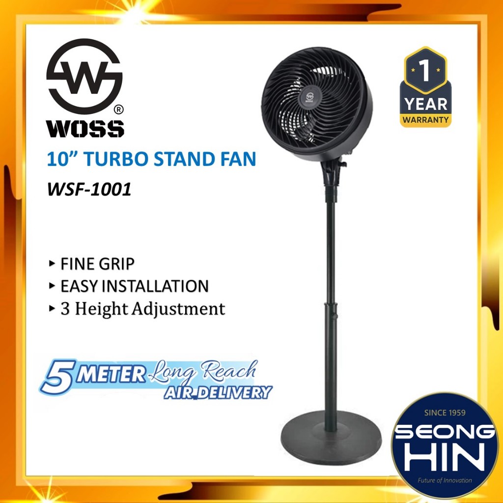 WOSS 10" TURBO Stand Fan WSF1001 / Milux Zefiro Gale Fan JET AIR FAN Desk Fan Kipas Berdiri Meja