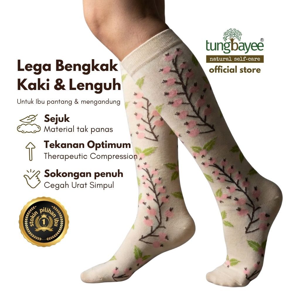 Tungbayee Compression Support Socks Stokin Kompres Kesihatan Kaki Lenguh Bengkak Kerja Lama Berdiri