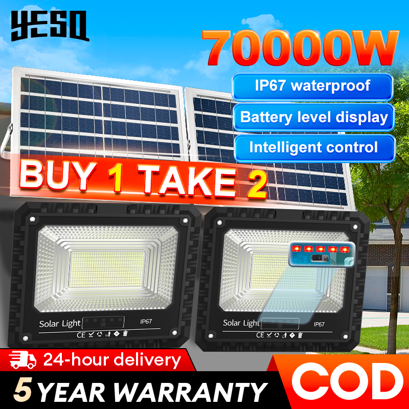 70000W solar light LED with power display outdoor floodlight street light lampu waterproof spotlight Solar panel