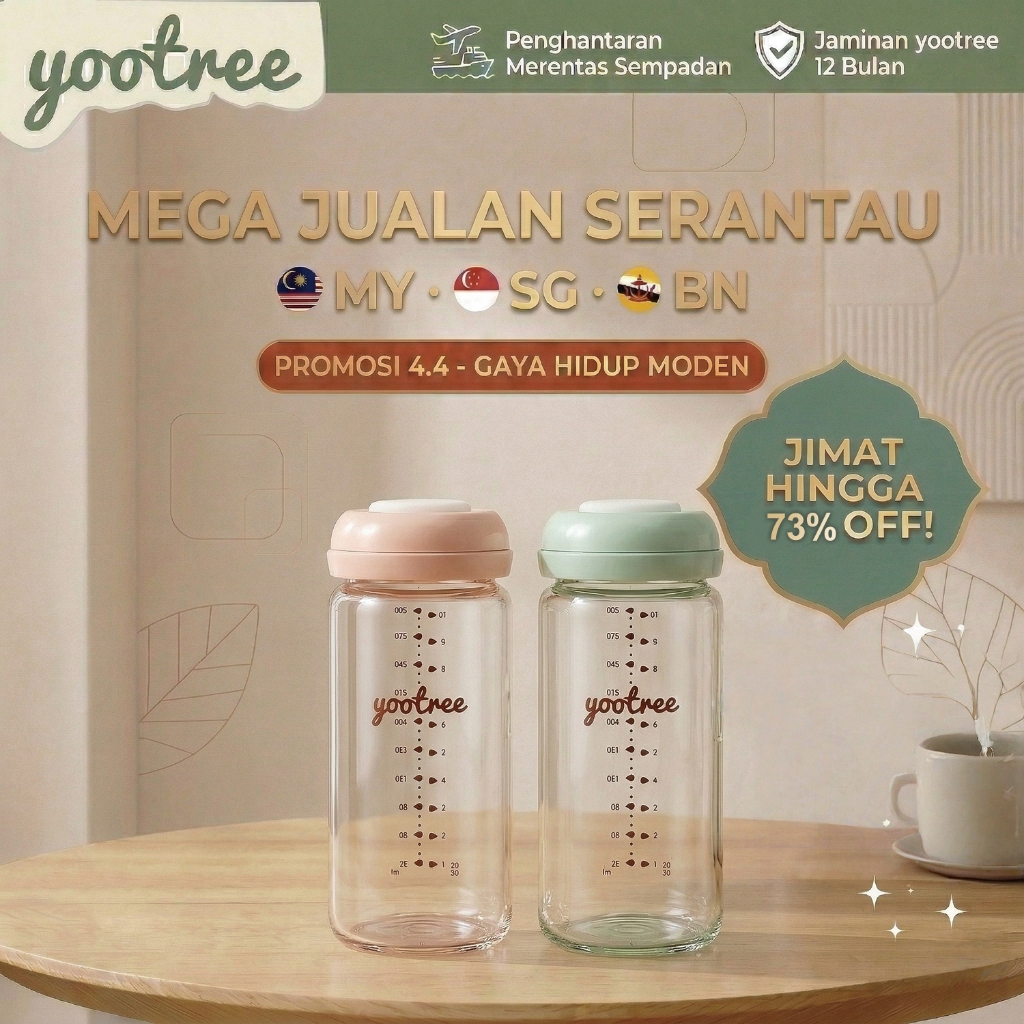 yootree 300ml Wide Neck Glass Milk Storage Bottle Heat Resistant Botol Simpan Susu Ibu 4.4 Promo