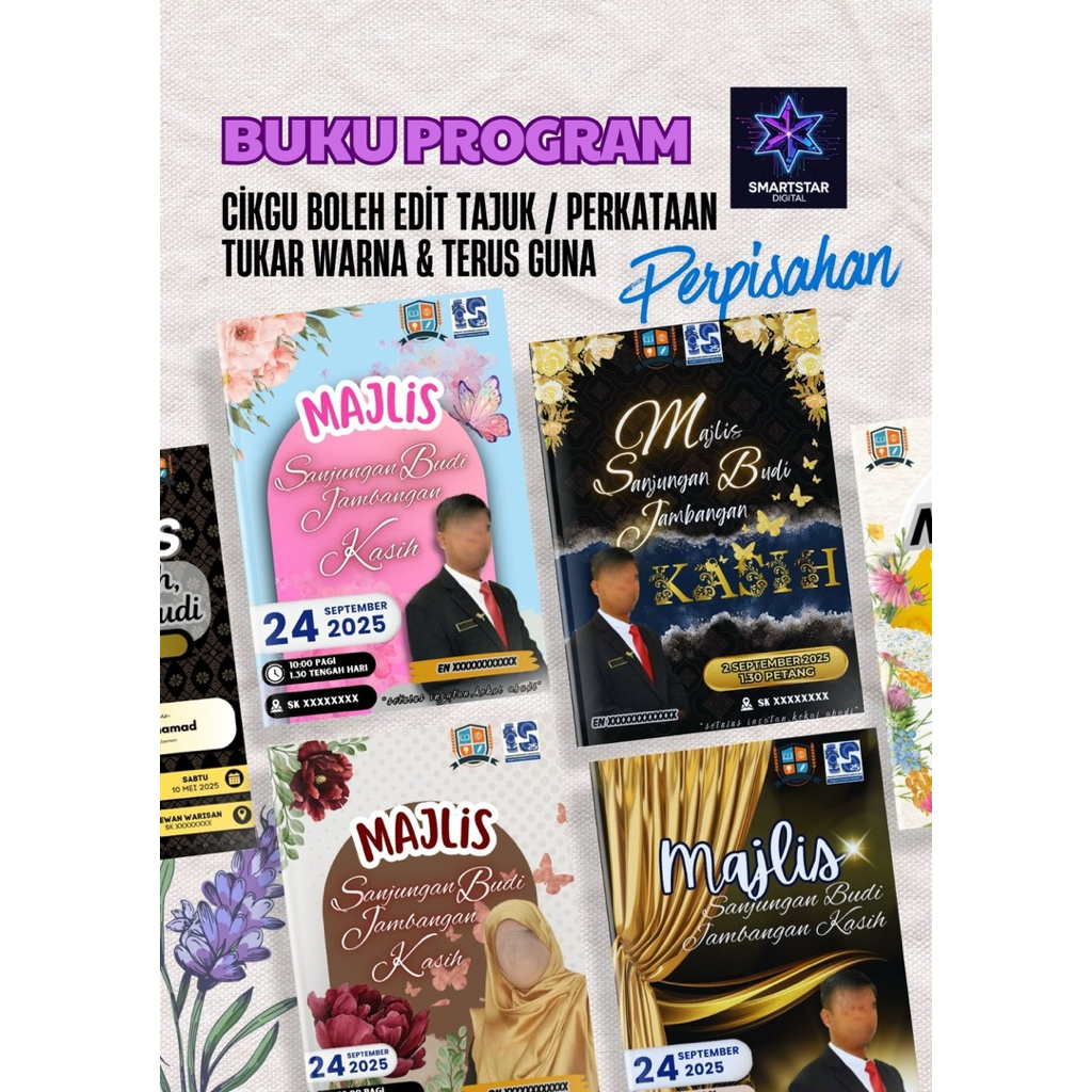 video montaj Perpisahan Persaraan perpindahan canva editable