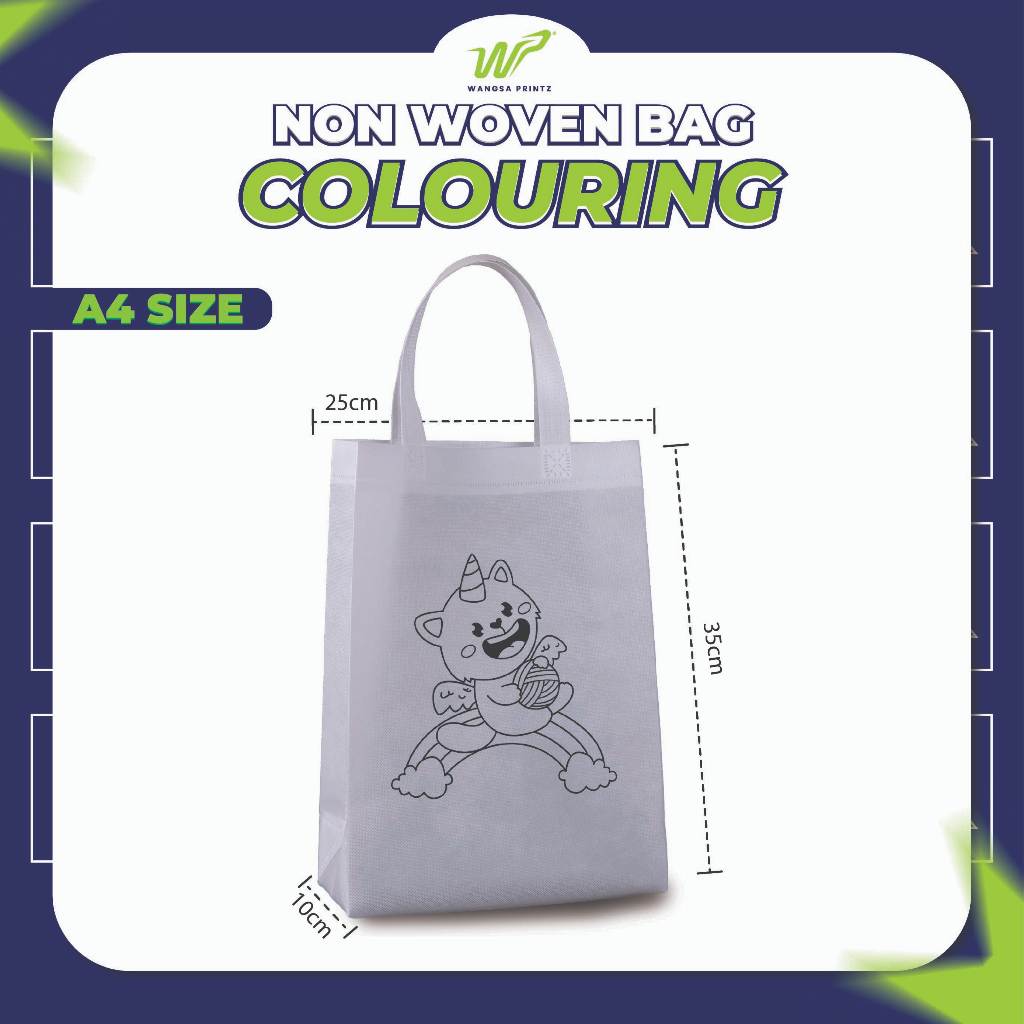 Beg mewarna kanak - kanak Non Woven Besar 40 pilihan design Beg Tebal Hari Keluarga