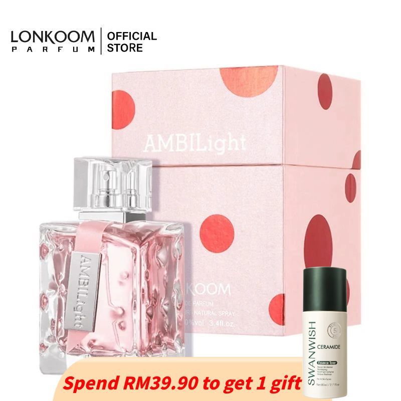 LONKOOM Minyak Wangi Perfume Ambilight Pink/Yellow EDP untuk wanita Floral-Fruity Women Gift Set (100ml)