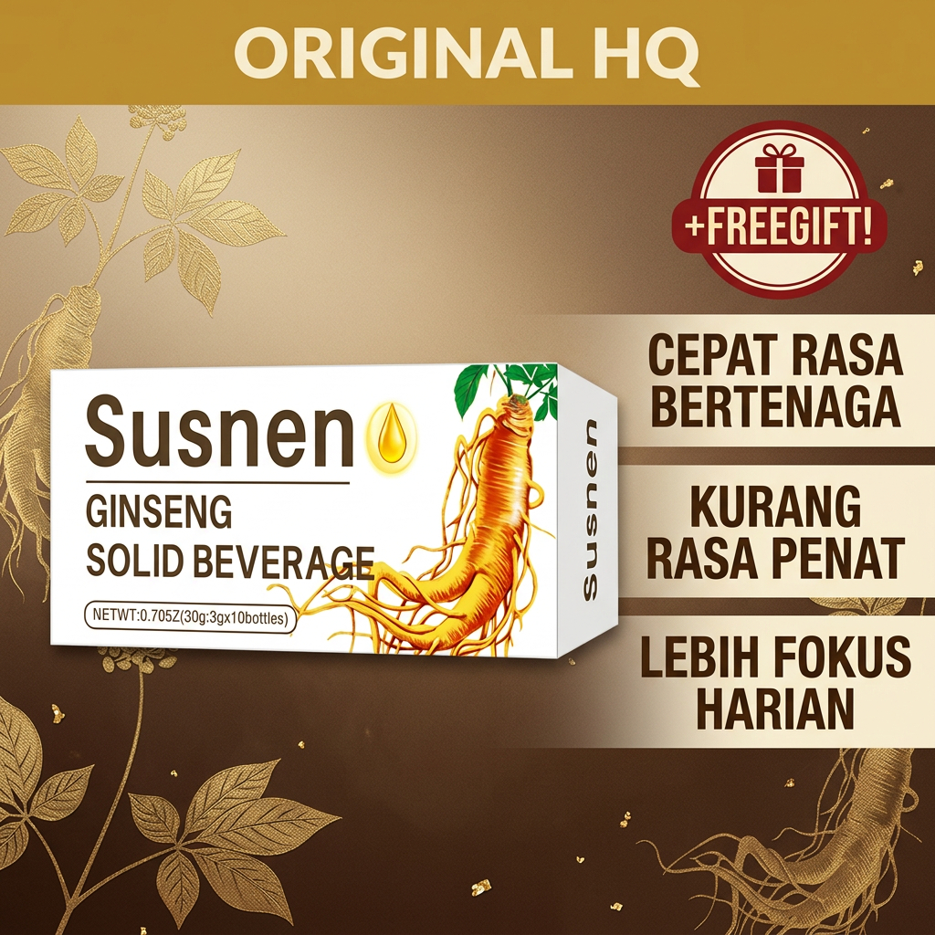 Susnen Ginseng Solid Beverage (3g x10) – Tambah Tenaga, Kurang Letih, Fokus Kerja & Aktiviti Harian