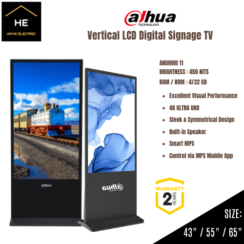 DAHUA 43''/ 55" / 65" FLOOR-STANDING DIGITAL SIGNAGE TV Televisyen