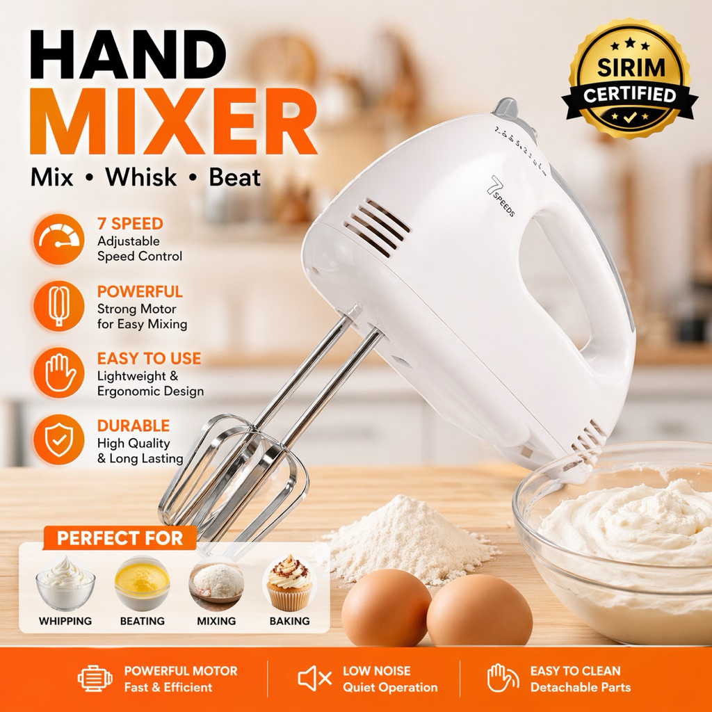 Hand Mixer Electric Hand Mixer Mesin Pengadun Tangan Egg Beater Baking Whisk Tepung Food