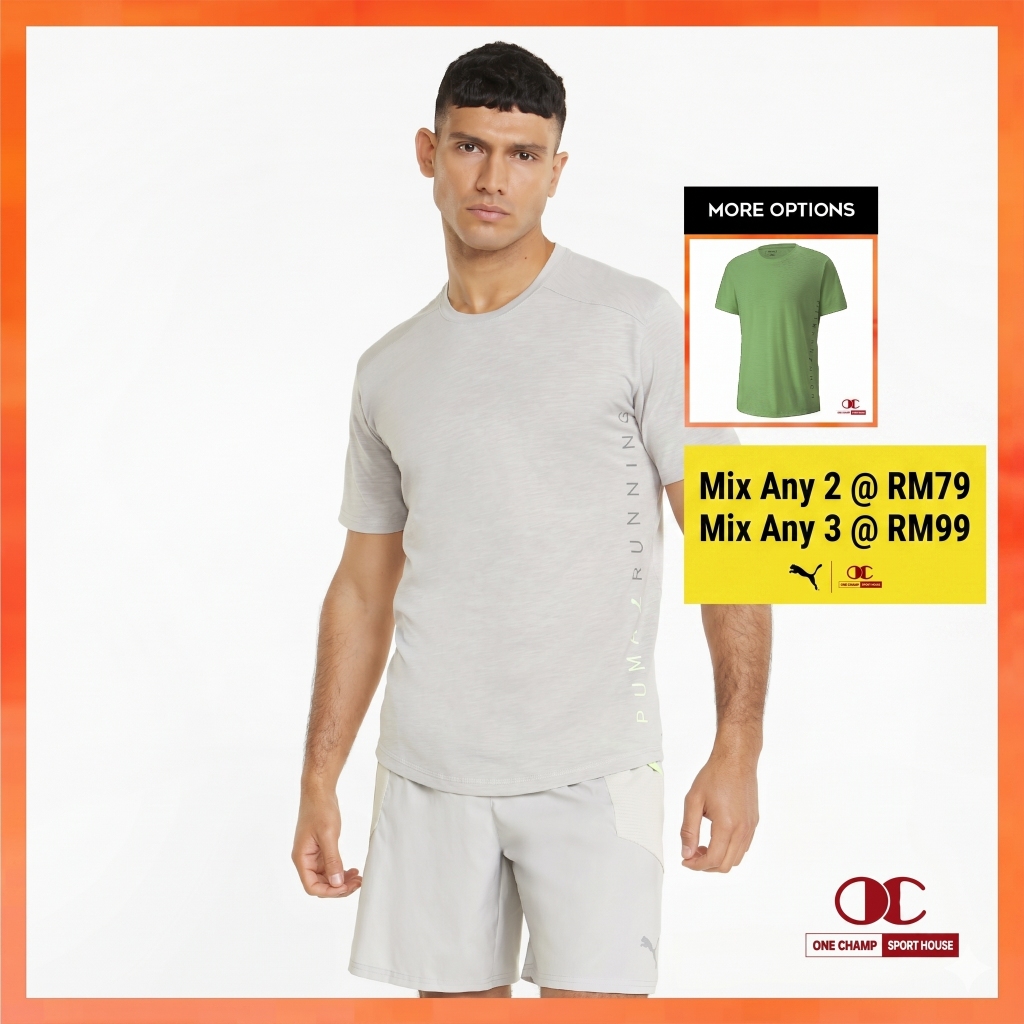 One Champ PUMA Men Run Logo Short Sleeve Tee Man T Shirt Lelaki Baju Sukan Man Sportswear - 521401