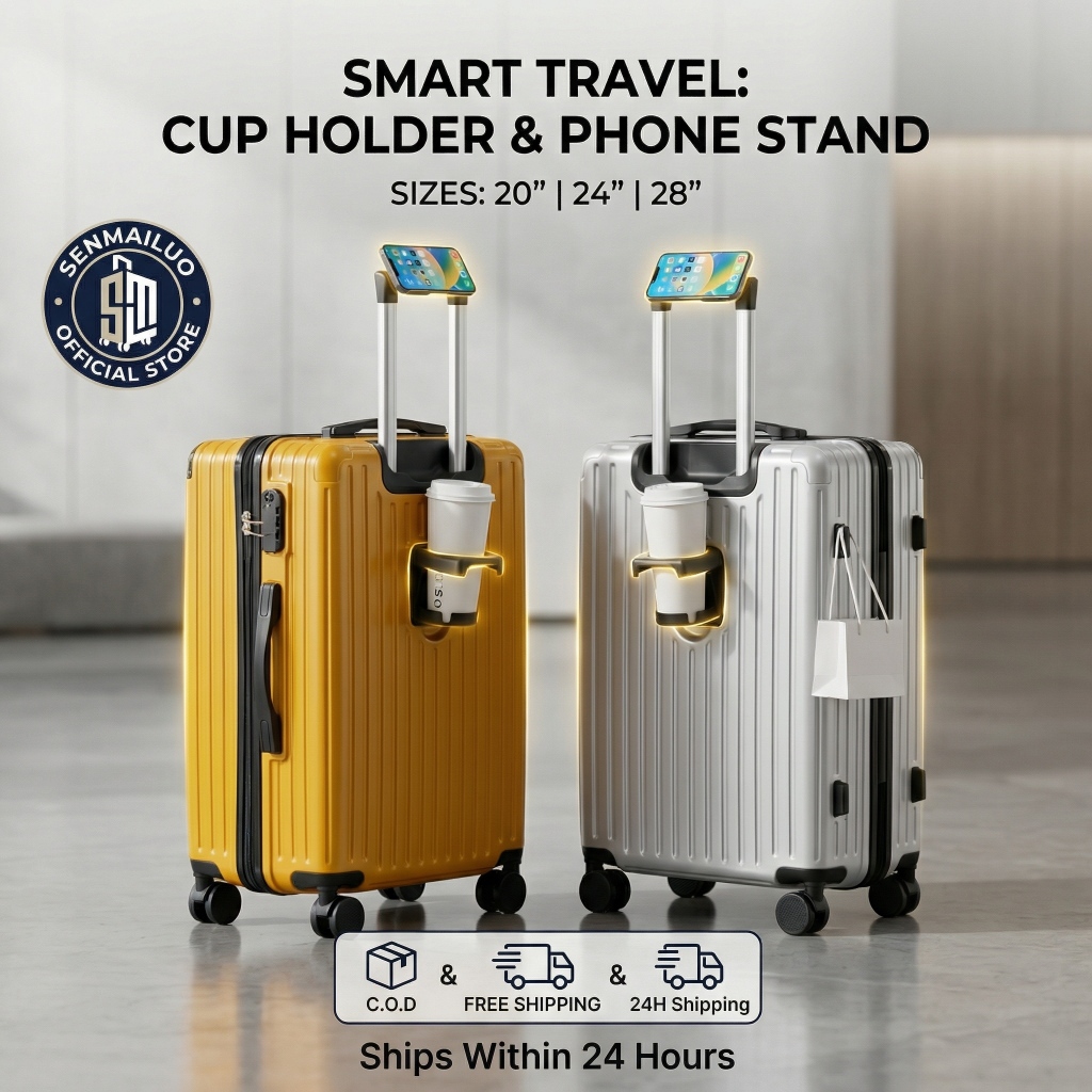 20/24/28 inch Travel Luggage Bags Suitcase Cup Holder Trolley Suitcase Beg Bagasi 行李箱pakaian begroda