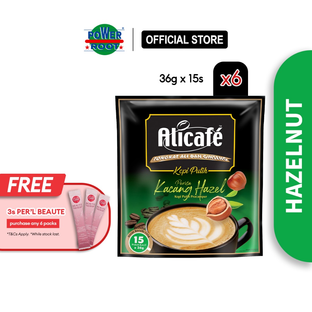 [6 PACKS] Alicafe Tongkat Ali & Ginseng White Coffee Hazelnut Sachets