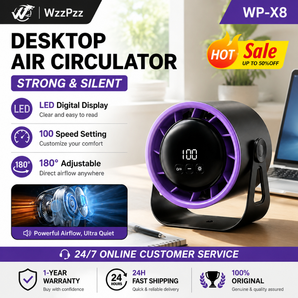 W WzzPzz Circulation Fan Wall Mount Desktop 100 Speed High Speed Turbo Silent Fan table fan  desktop fan 桌面风扇
