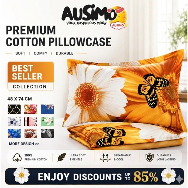 AUSIMO PC7001-PC7059 Premium Cotton Pattern Bedding Sarung Bantal/ PillowCase 47X74cm