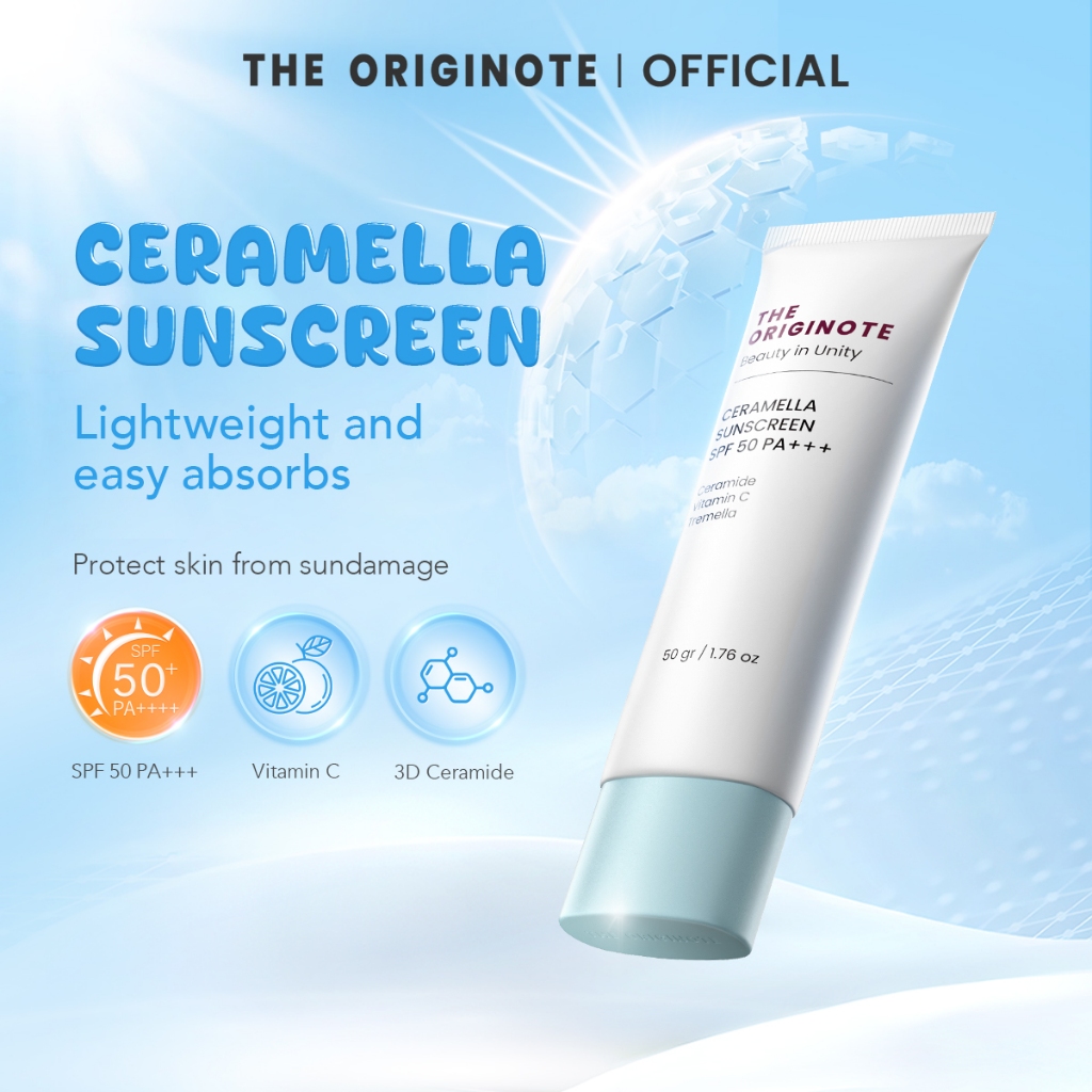The Originote SPF50 PA++++ Ceramella Sunscreen - Antioxidant Sun Cream 50G Lightweight physical sunblock UV protect