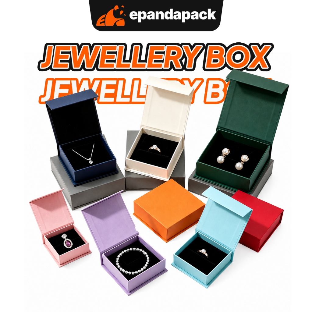 Magnetic Jewellery Box Kotak Barang Kemas Matte Elegant Flip Top Gift Box Ring Necklace Earrings