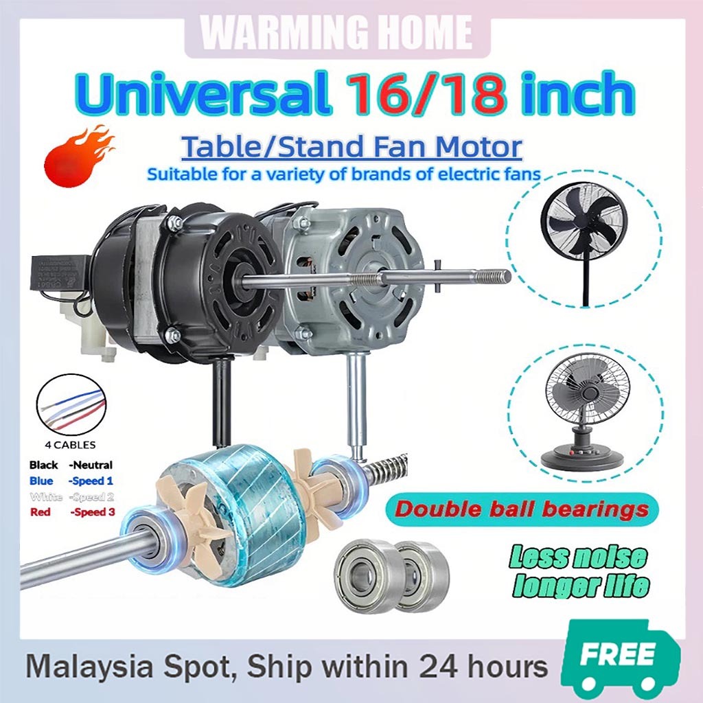 【MALAY STOCK】Universal Double Bearing 16/18 Inch 16'' Table Fan Motor / Stand Fan Motor Midea Elba Fan Motor Motor Kipas