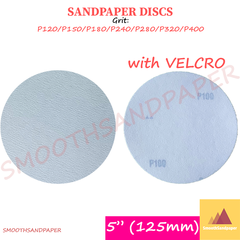 5" (125mm) Abrasive White Sandpaper Discs Silicon Carbide (Velcro) Kertas Pasir Bulat Cakera (Putih + Velcro) 砂纸植绒圆盘 image 3
