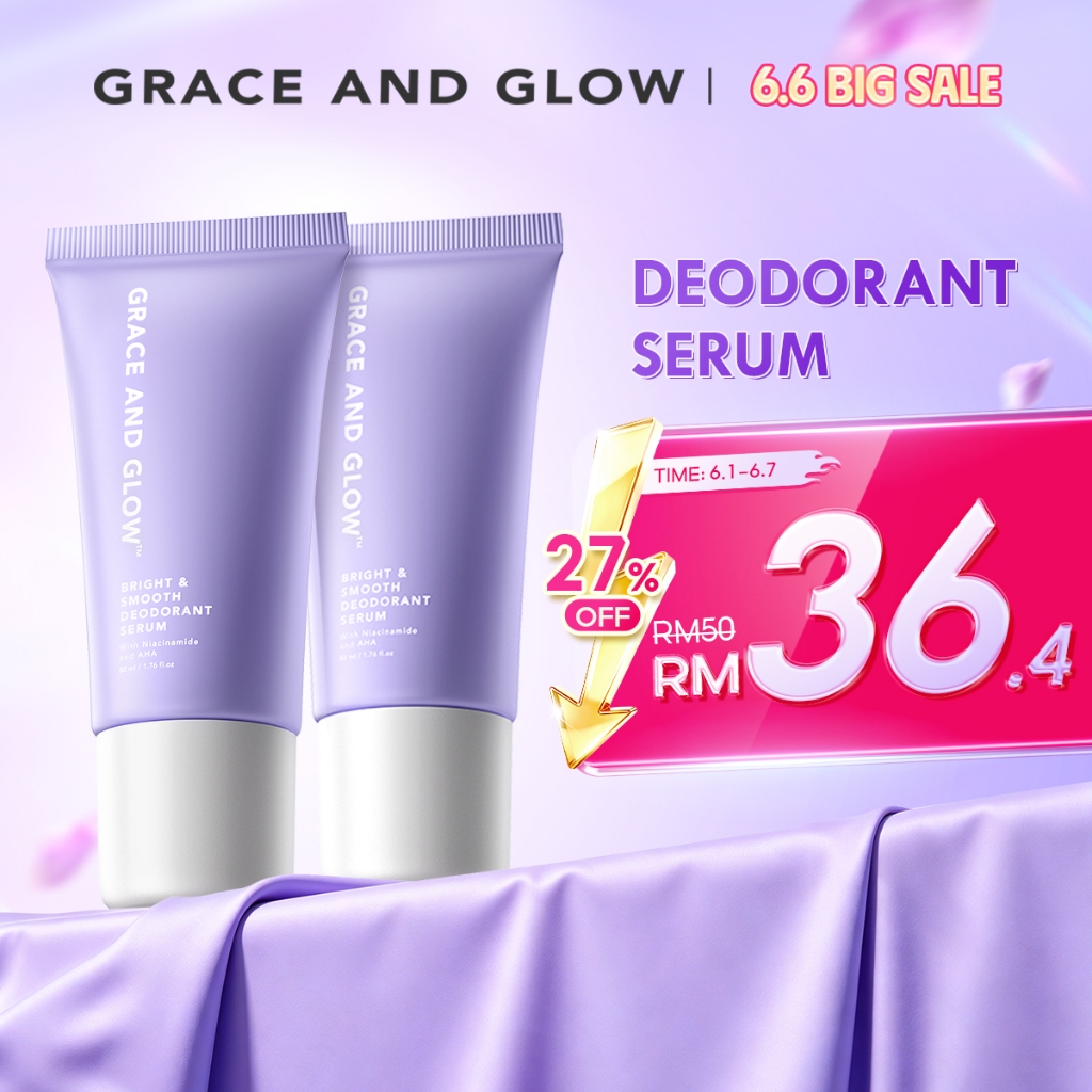 Grace and Glow Deodorant Roll On Serum Brightening Armpit 2PCS Bundle Daily Use Pencerah Ketiak Pemutih Ketiak 50ML