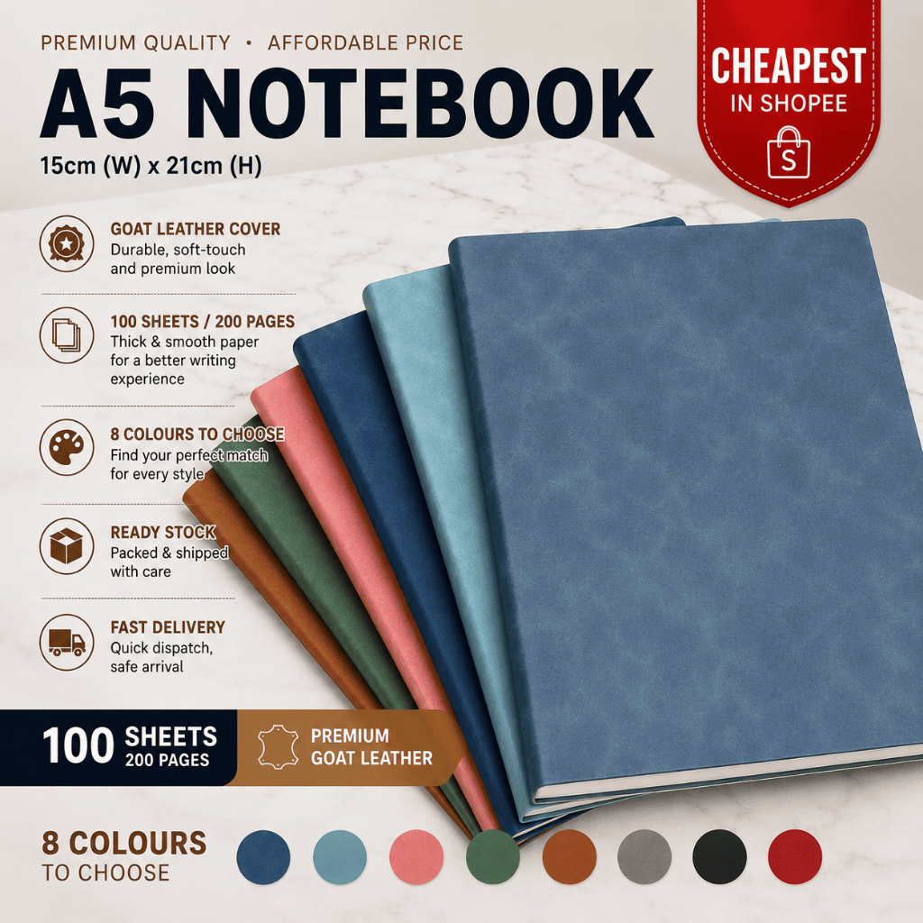 200 Pages A5 Premium Goat Leather Notebook Custom Logo Journal Diary Office Notebook Business Gift Office School Diary