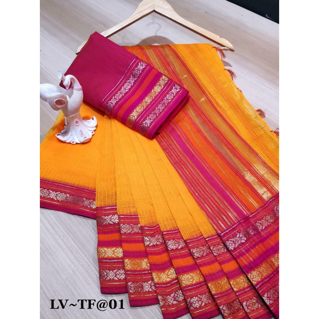 [PREORDER] ✨ Luxury Kota Doria Cotton Saree with Beautiful Jacquard Weaving and Premium Tassel Pallu ✨