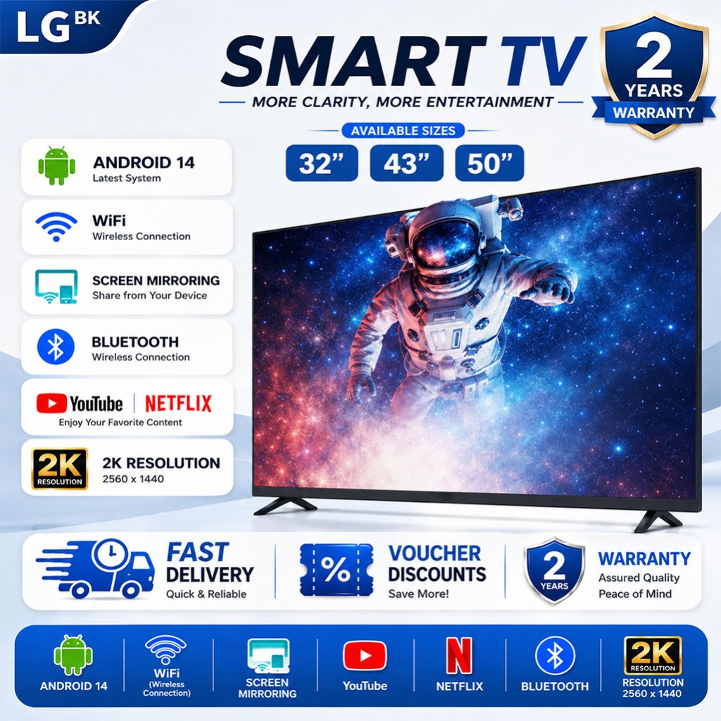 TV Pintar LGBK Smart TV 50inci 43‘’Android TV 32 inch Televisyen 电视机 MYTV YouTube 2/4 years Warranty DVB-T2 HDMI usb