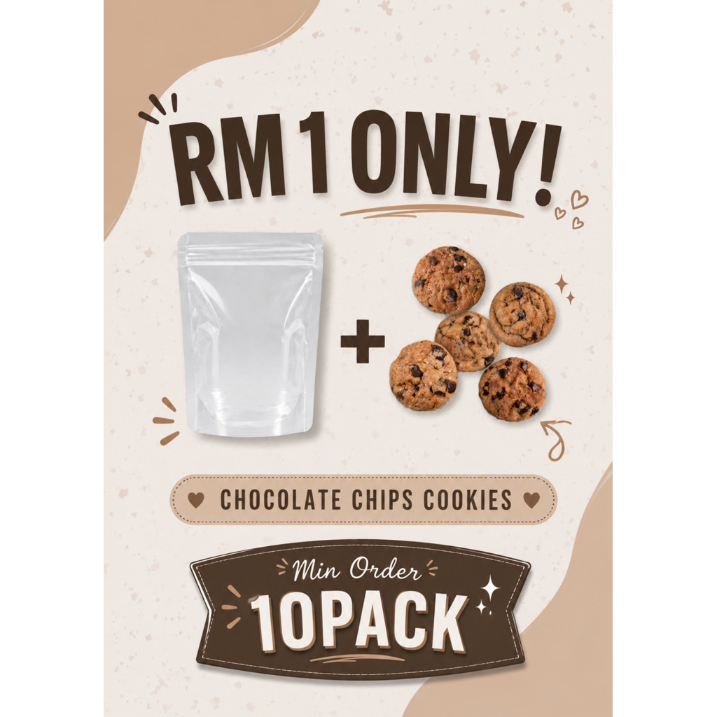 Choc Chip Cookies RM1 Goodies Murah | Doorgift Murah | Homemade Cookies