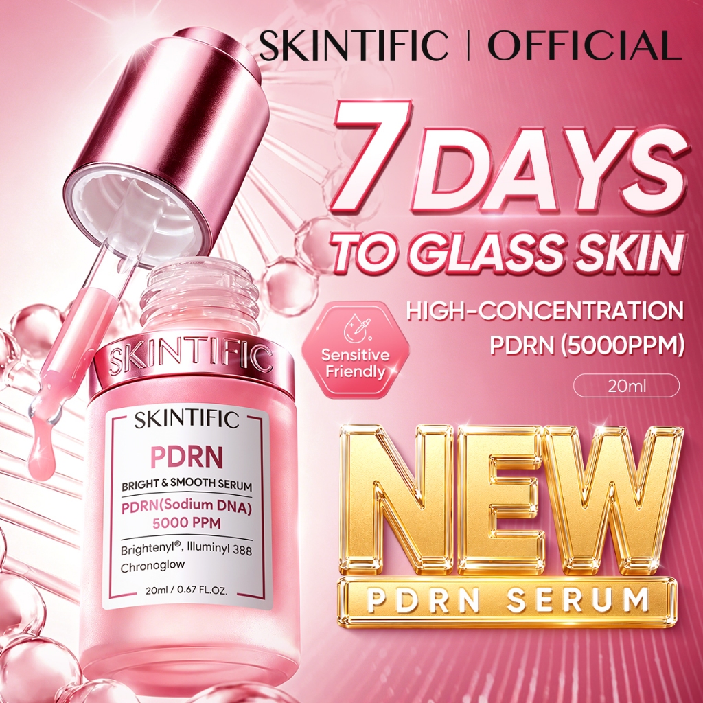[6.5 NEW LAUNCH] SKINTIFIC PDRN 5000PPM Brightening Serum (20ml) Whitening Essence Fade Dark Spot, Anti-Aging Sensitive