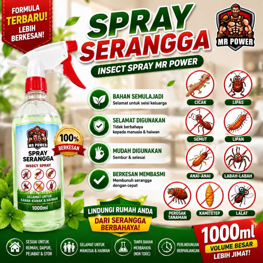 Mr Power Insect Repellent Spray Cicak Lizard Lipas Lipan Anai-Anai Anti Serangga