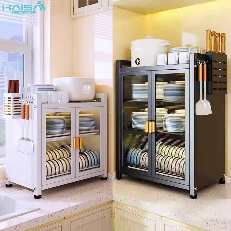 Kitchen Stainless Steel Storange Rack Rak Pinggan Mangkuk Rak Sinki Dapur Dish Drainer Dustproof 碗碟柜