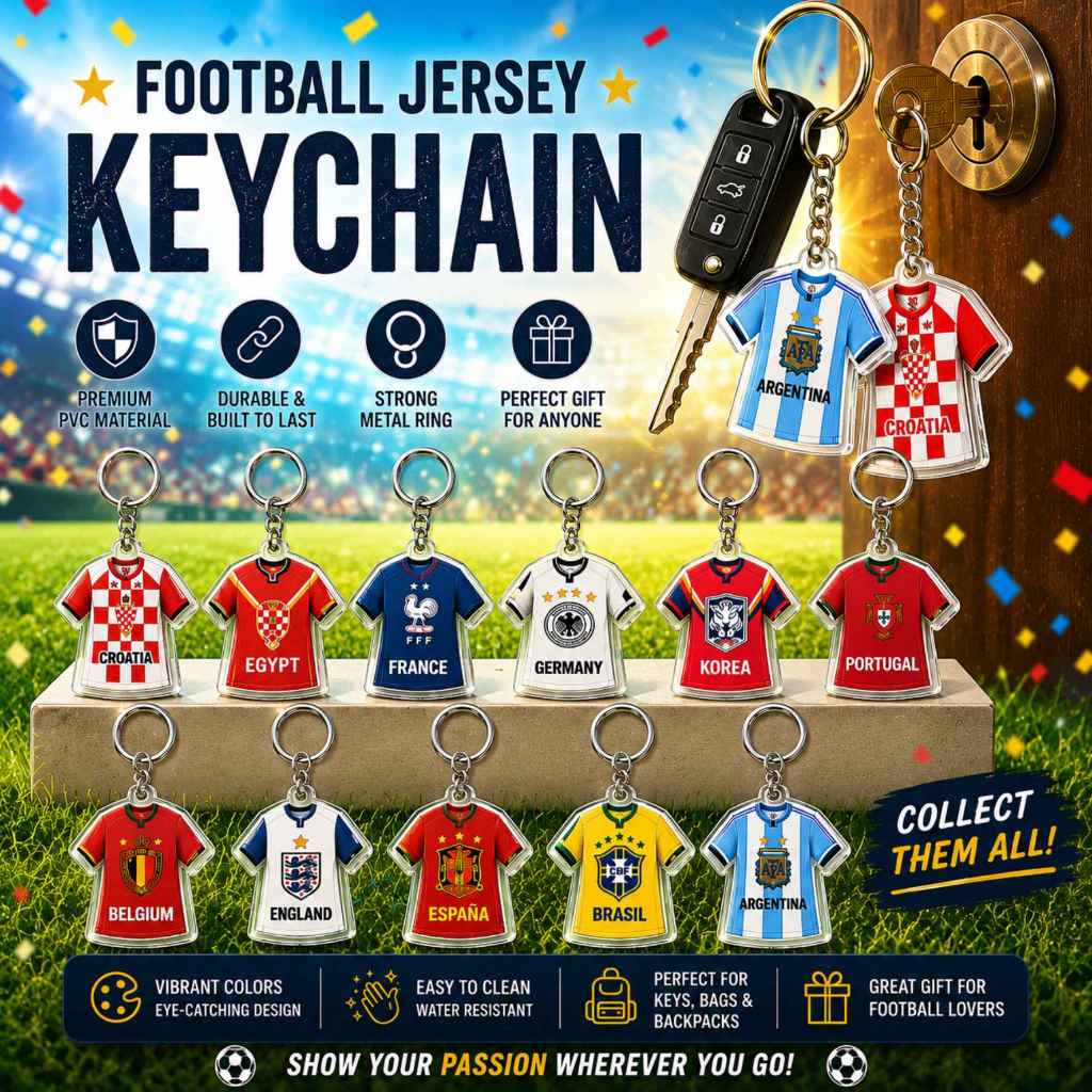 Football Jersey Keychain World Cup 2026 | Keychain Jersi Bola Sepak Negara