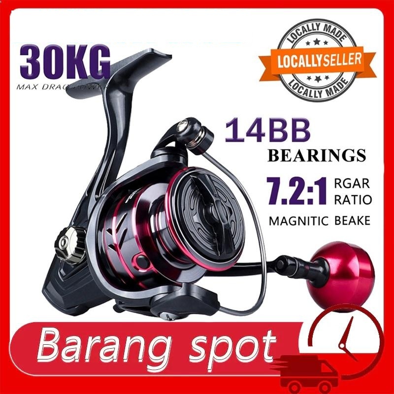 Reel Spinning Mesin Pancing Metal Fishing Reel Spinning Reel 5.2:1 Gear Ratio Max Drag 30KG Reel Bc