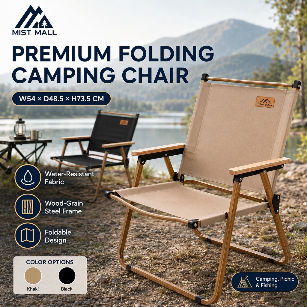 【WTHB】Camping Chair Foldable Kermit Chair kerusi healing Portable Backrest Beach Chairs Folding