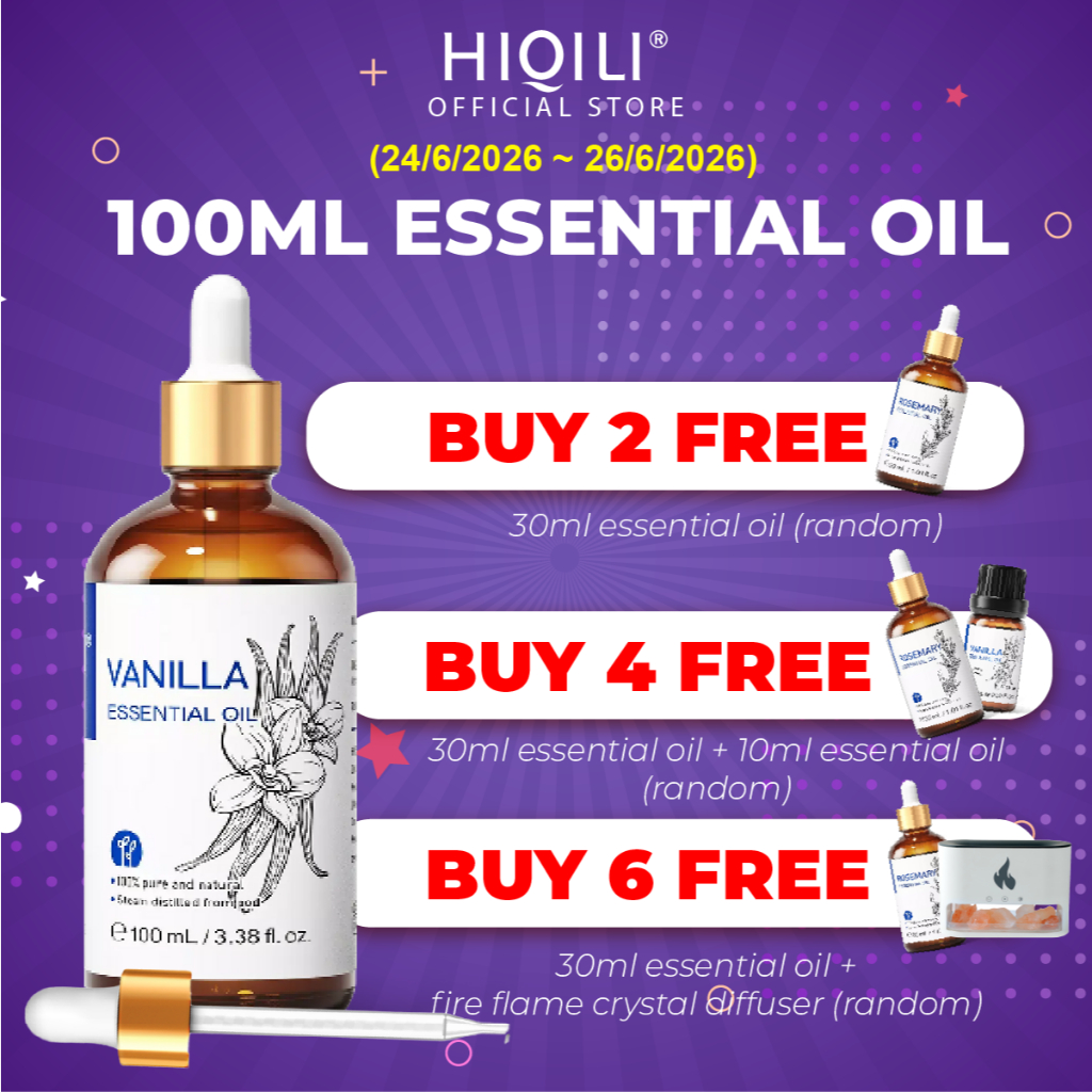 【HiQiLi】 100ML Essential Oil Natural Plant Aromatherapy Diffuser Humidifier Massage Candle Soap