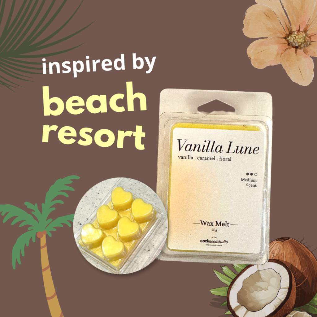 INS Hotel Inspired Wax Melt Vanilla Lune Handcrafted Candle Artisan Lilin Wangi Cozi Mood Studio 70g Handcrafted