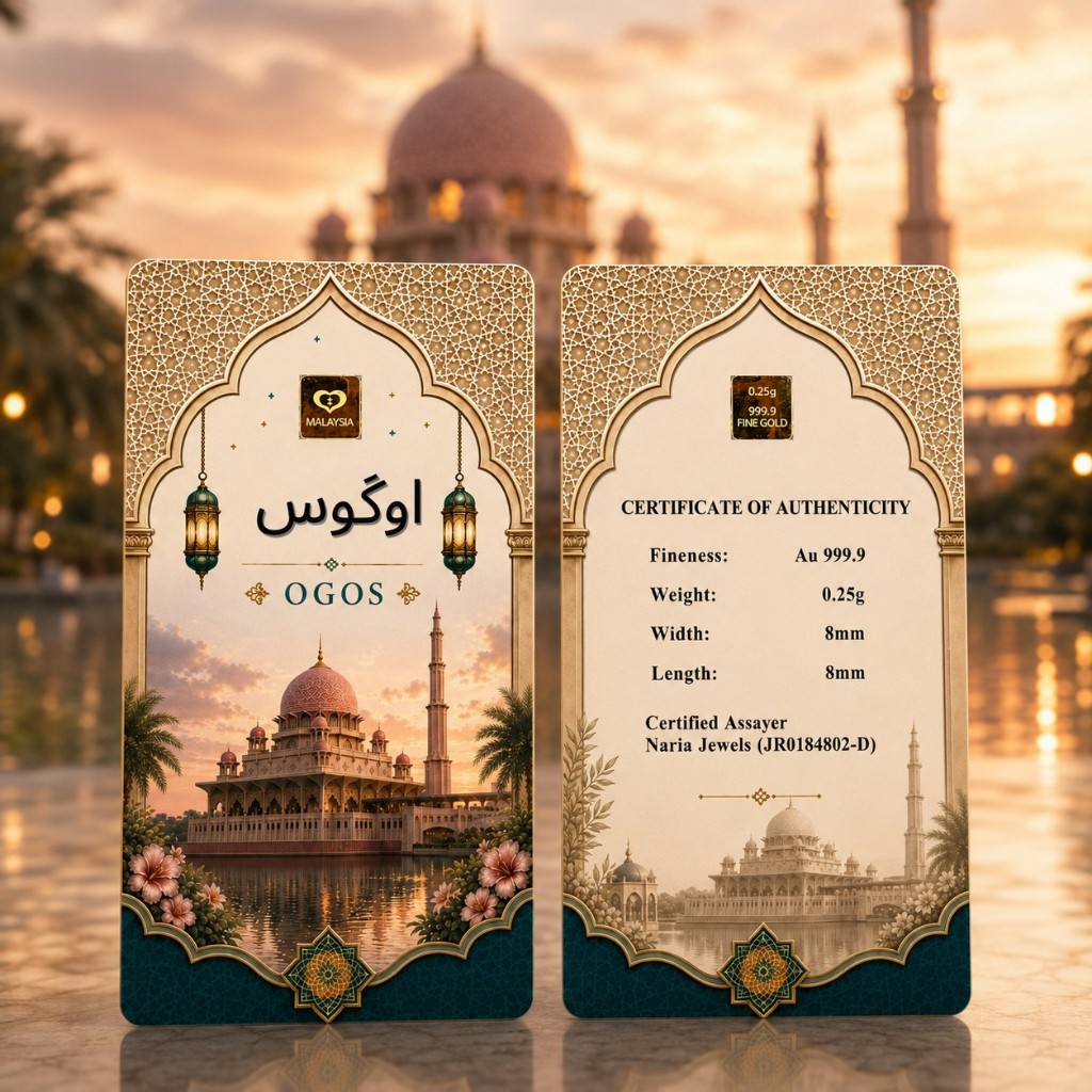 Naria 999.9/24K Gold Bar 0.25gm Ogos Jawi Design Islamic Calendar Collection Pelaburan&hellip;