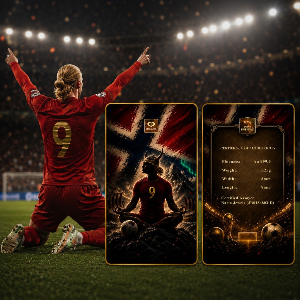 Naria 999.9/24K Gold Bar 0.25gm Norway Design Football Series Gold Investment Pelaburan&hellip;