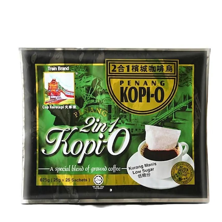 Kopi-O 2in1 Cap Keretapi 625g (25g x 25 Sachets) - Kurang Manis Low Sugar | Train Brand Penang Kopi o Drip Bag Original