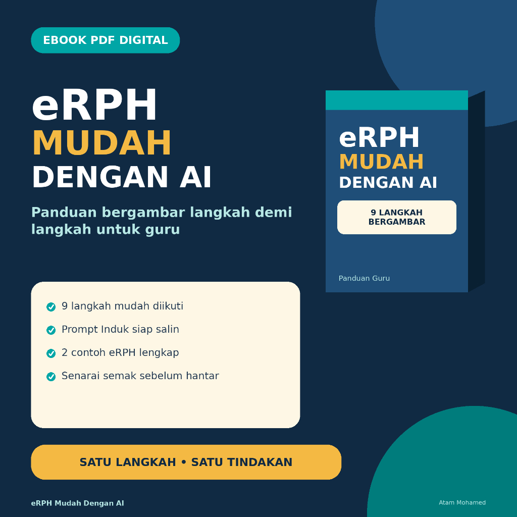 Panduan eRPH Guna AI untuk Guru | 9 Langkah Bergambar + Prompt Induk | Ebook PDF Digital