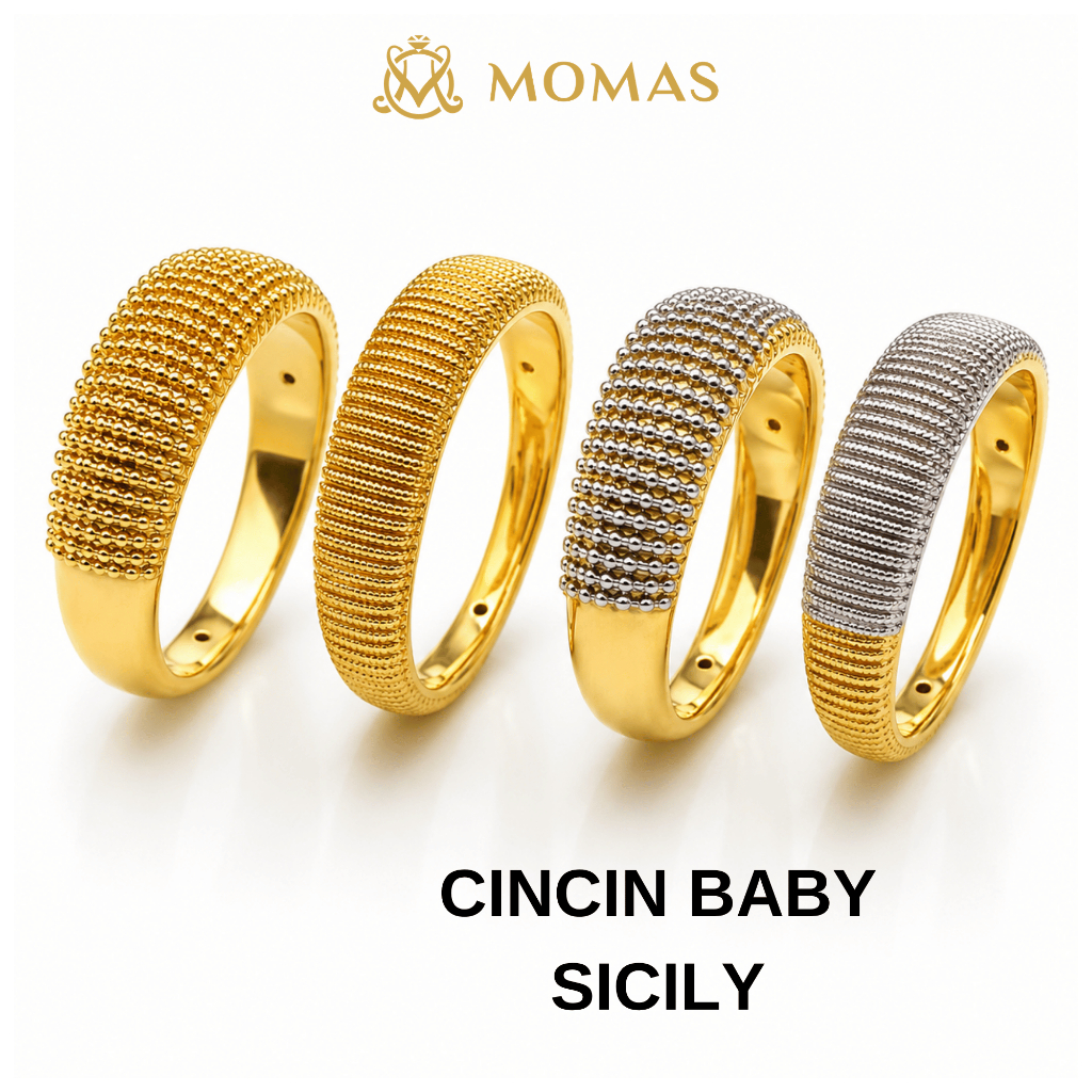 MOMAS CINCIN BABY SICILY 5D Emas 916 Original Cincin Emas 916 Tulen Cincin Emas 916 Datin Cincin Emas 916