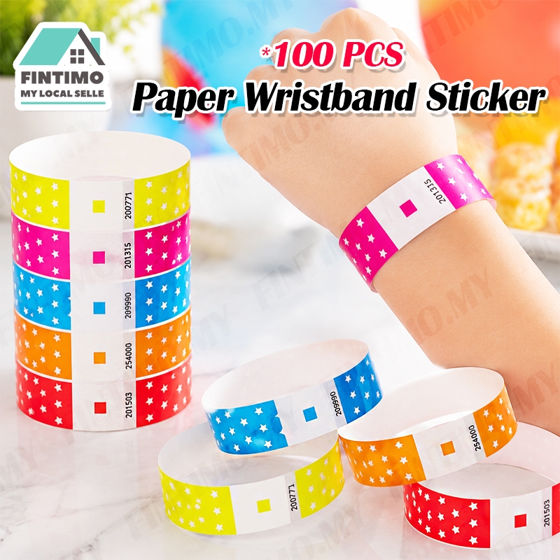 【MY】100pcs Paper Wristband Sticker Waterproof Hang Paper Label Meeting Event Tag Concert Party Ticket Wrist Hand Bracele