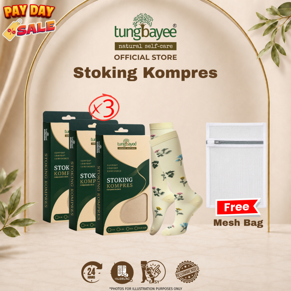 Tungbayee Compression Support Socks | Stoking Kompres Kaki Lenguh & Bengkak | Berdiri Lama Travel
