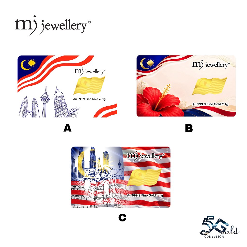 MJ Jewellery 5G Gold Collection 999.9/24K Malaysia Flag Gold Bar F26 (1g)