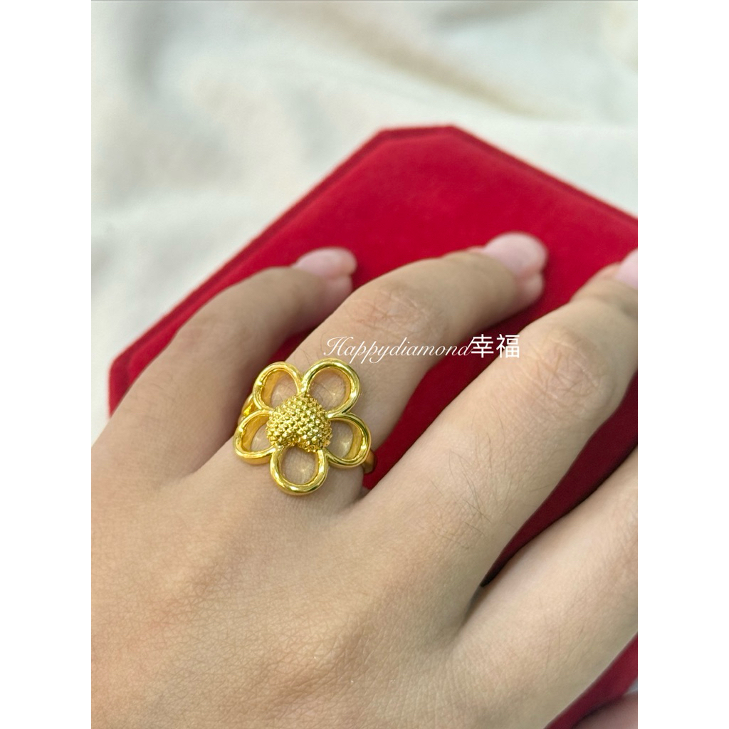 916 emas cincin bunga bajet/ 916 gold flower ring budget/ 916黄金 花戒