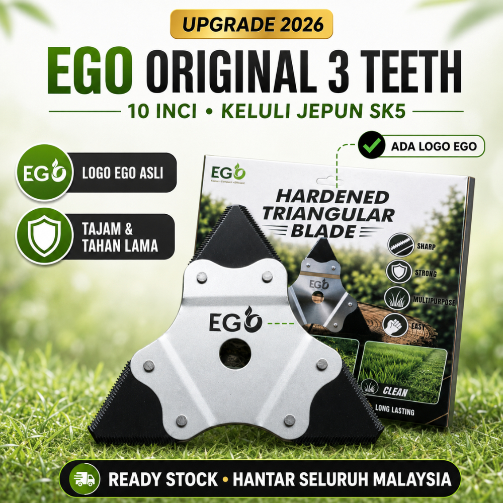 EGO Mata Pisau Mesin Rumput 10 Inch 3 Teeth SK5, Brush Cutter Metal Blade untuk Potong Rumput, Semak Dan Trimmer
