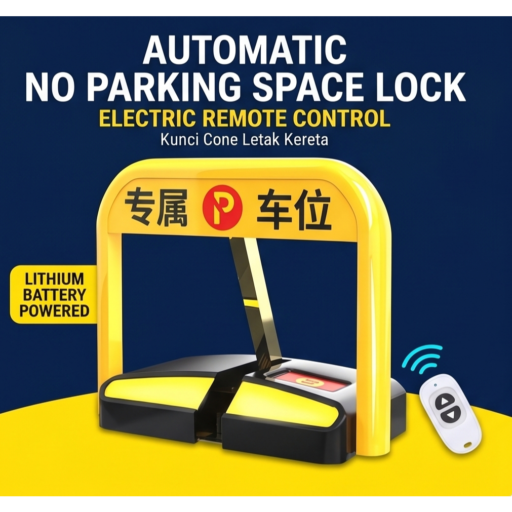 Ready✅ Automatic No Parking Space Lock Obstacles Car Park Barrier Alarm Electric Remote Control Kunci Cone Letak Kereta
