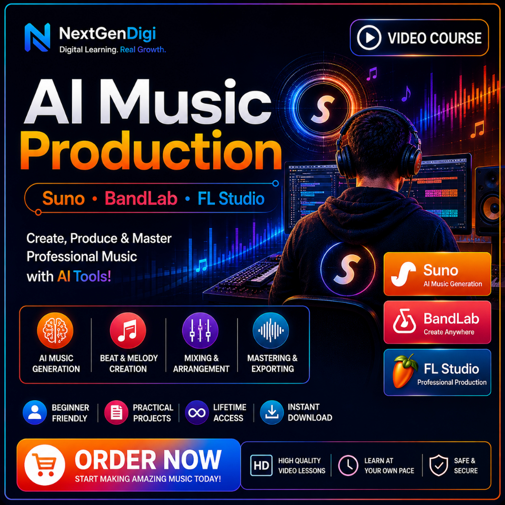 🔥[Instant Delivery] AI Music Production Course | Suno, BandLab & FL Studio | Beginner to Advanced | Lifetime