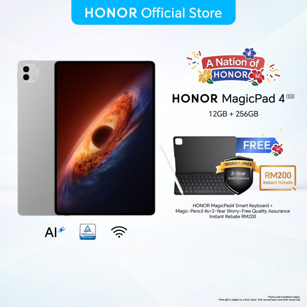 [ONLINE EXCLUSIVE] HONOR MagicPad 4 24(12+12)GB+256GB Tablets 2-in-1 AI Tablet & PC Dual-OS | Ultra-Slim Design